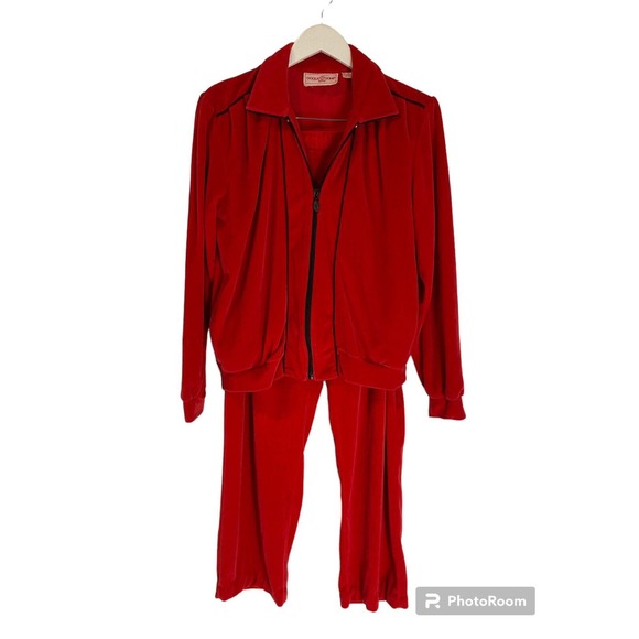 Vintage 90's Goola Gong Velour Red Track Suit Medium - Picture 1 of 16